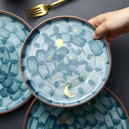 Cake Ceramic Dish Starry Sky Household Plate Tray Steak