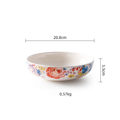 American Salad Bowl Ceramic Tableware Creative Western Food Plate Household Noodle Bowl