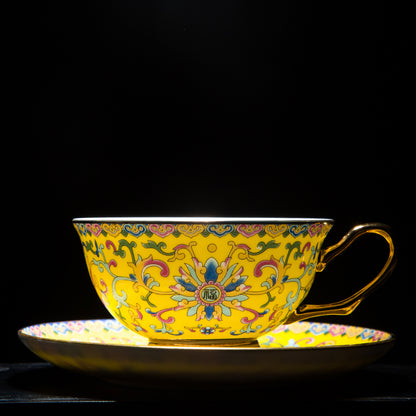 Enamel Art Ceramic Coffee Cup Set