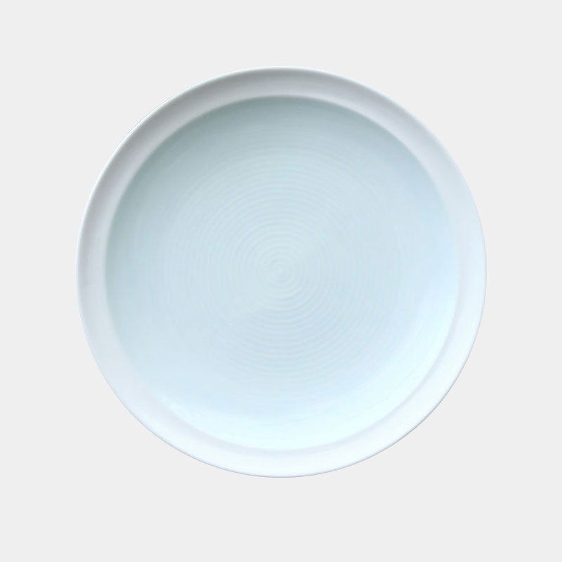 8" White porcelain blue glaze plate